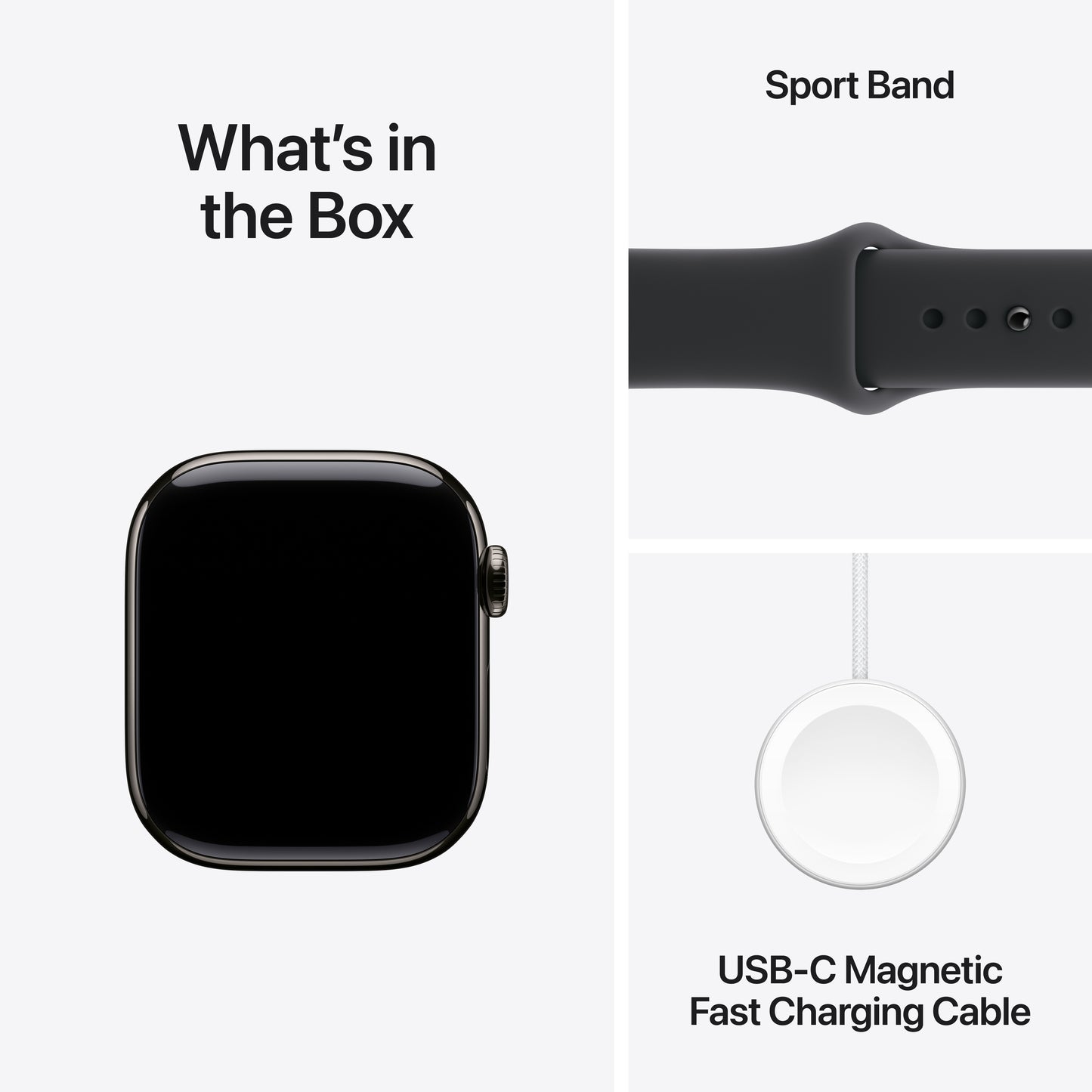 Apple Watch Series 11 (GPS + Cellular) • Boîtier en titane ardoise 42 mm • Bracelet Sport Noir - S/M