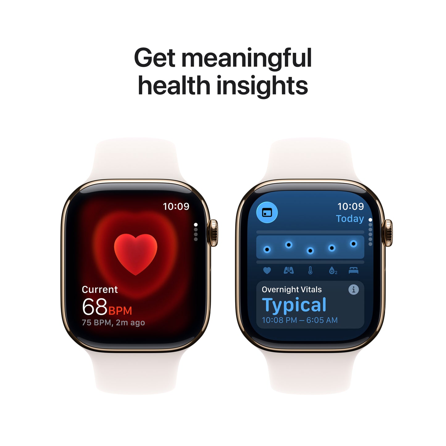 Apple Watch Series 11 (GPS + Cellular) • 46‑mm kast van goudkleurig titanium • Rosé sportbandje - S/M