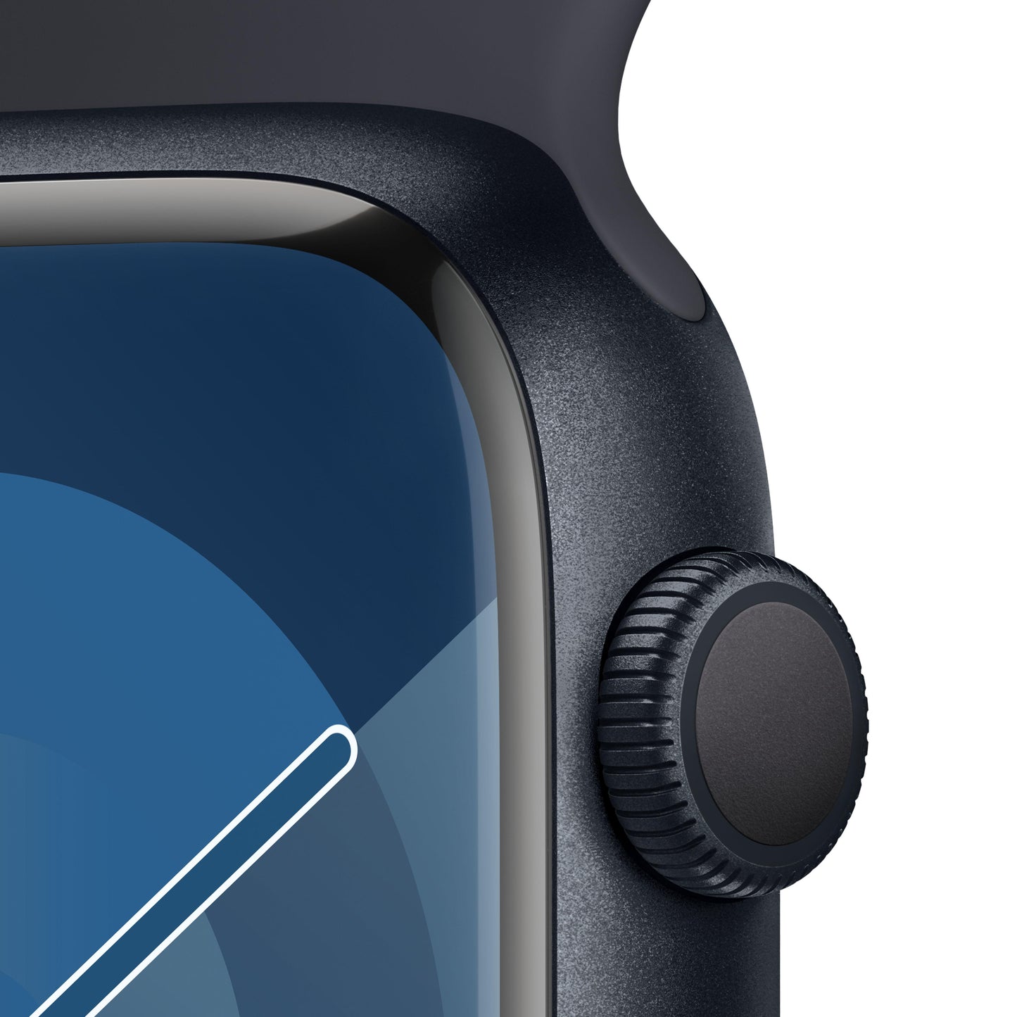 Apple Watch Series 9 (GPS) • 45‑mm kast van middernacht aluminium • Middernacht sportbandje - M/L