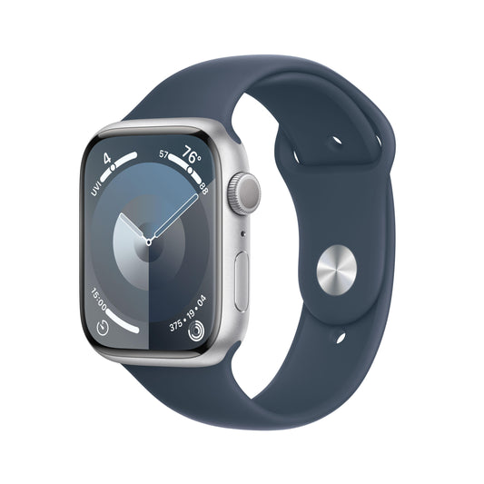 [OPEN BOX] Apple Watch Series 9 (GPS) • 45‑mm kast van zilverkleurig aluminium • Stormblauw sportbandje - S/M