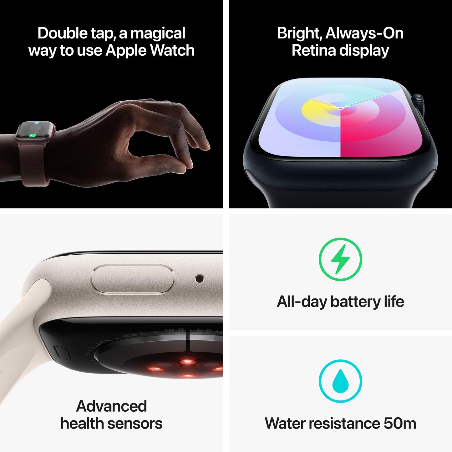 [OPEN BOX] Apple Watch Series 9 (GPS) • 45‑mm kast van middernacht aluminium • Middernacht sportbandje - M/L