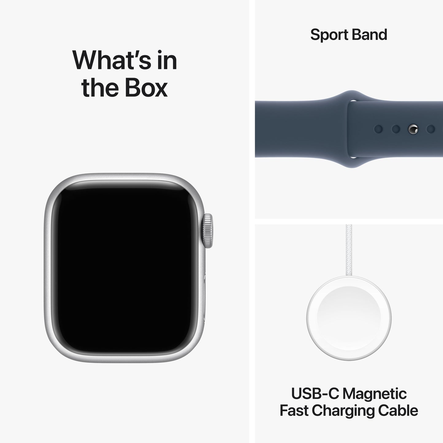 EOL Apple Watch Series 9 (GPS + Cellular) • 41‑mm kast van zilverkleurig aluminium • Stormblauw sportbandje - M/L