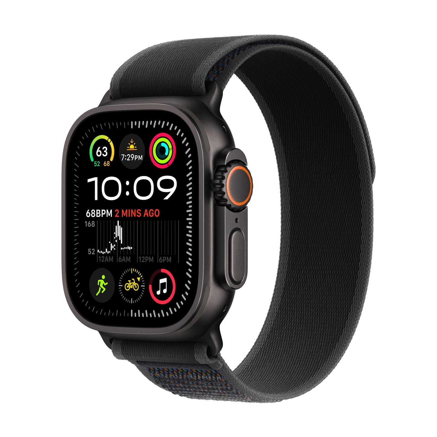 EOL Apple Watch Ultra 2 (GPS + Cellular) • 49-mm kast van zwart titanium • Zwart Trail‑bandje - S/M