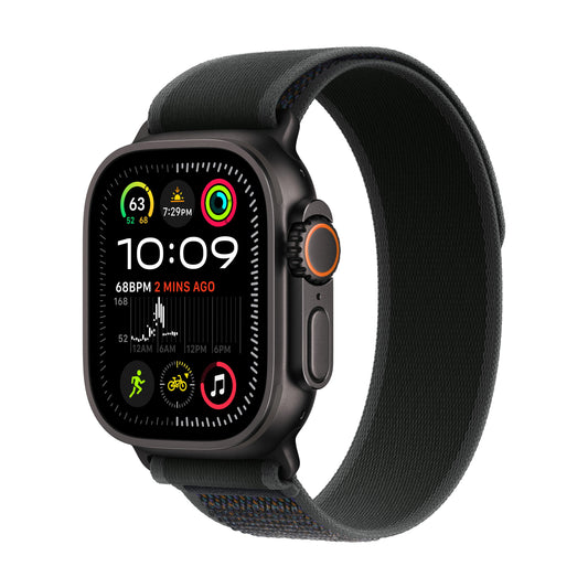 EOL Apple Watch Ultra 2 (GPS + Cellular) • 49-mm kast van zwart titanium • Zwart Trail‑bandje - M/L