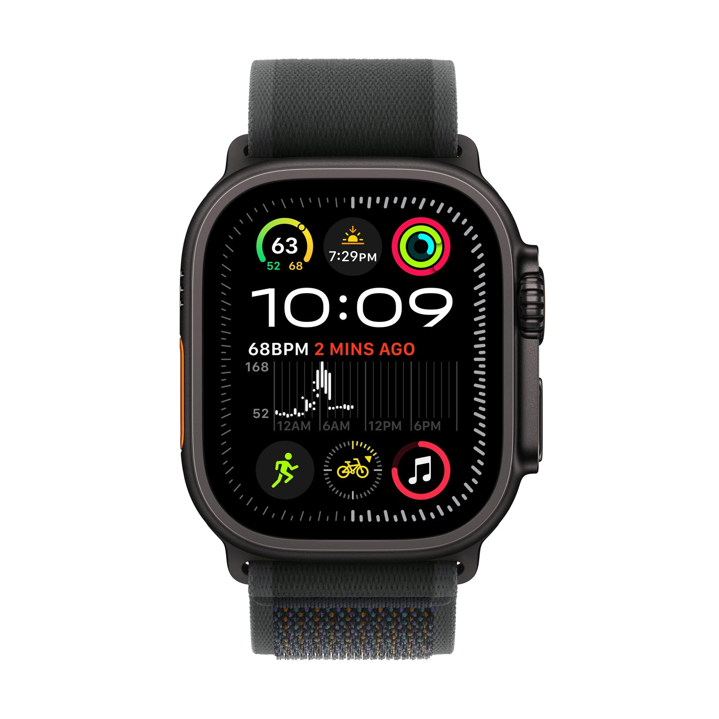 EOL Apple Watch Ultra 2 (GPS + Cellular) • 49-mm kast van zwart titanium • Zwart Trail‑bandje - S/M