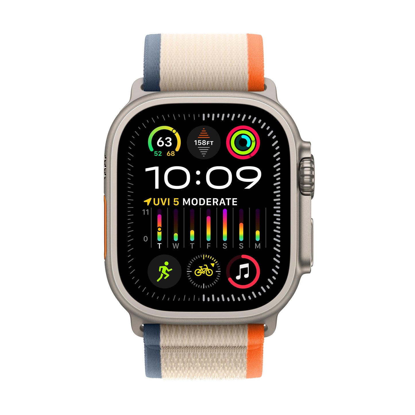 EOL Apple Watch Ultra 2 (GPS + Cellular) • 49-mm kast van titanium • Oranje/beige Trail‑bandje - M/L