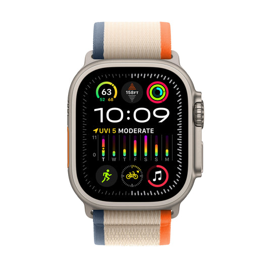 EOL Apple Watch Ultra 2 GPS + Cellular, Boîtier en titane de 49 mm avec Boucle Trail orange/beige - M/L