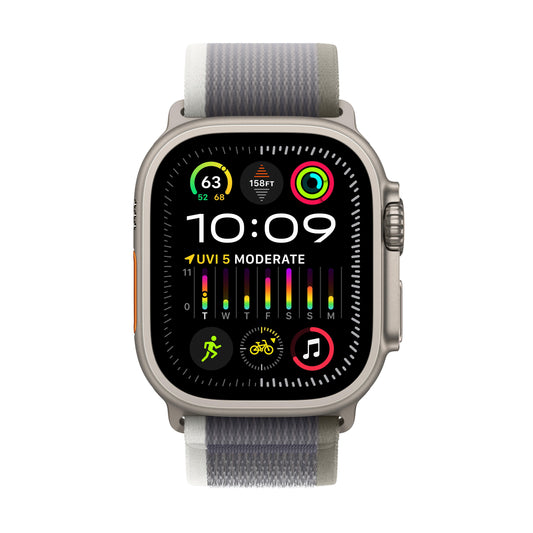 EOL Apple Watch Ultra 2 GPS + Cellular, Boîtier en titane de 49 mm avec Boucle Trail vert/gris - M/L