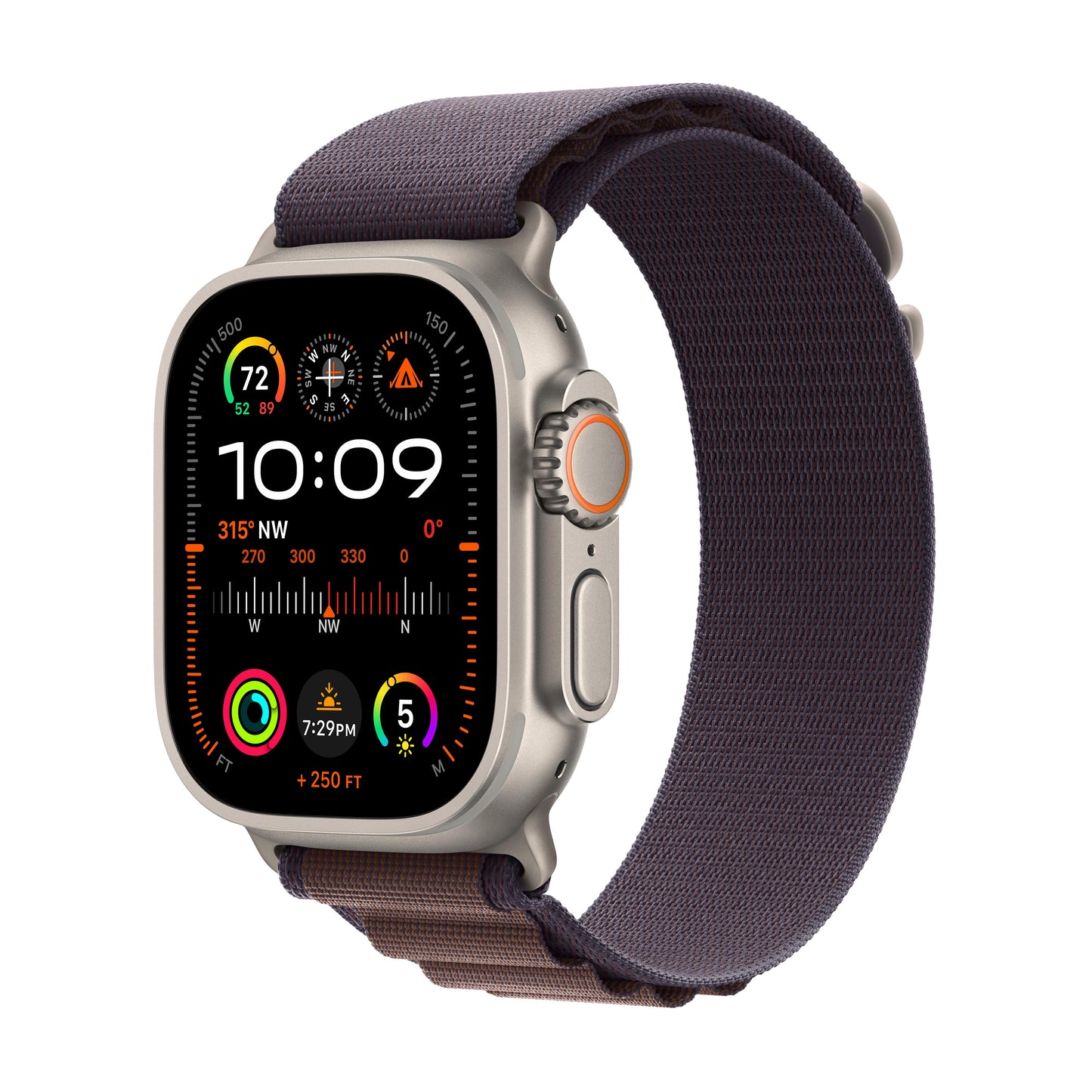 EOL Apple Watch Ultra 2 GPS + Cellular, Boîtier en titane de 49 mm avec Boucle Alpine indigo - Medium