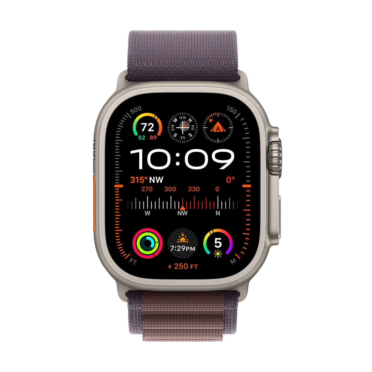 EOL Apple Watch Ultra 2 GPS + Cellular, Boîtier en titane de 49 mm avec Boucle Alpine indigo - Medium