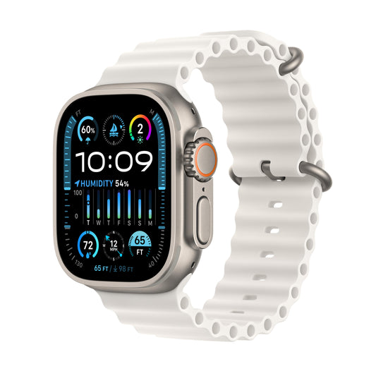 EOL Apple Watch Ultra 2 GPS + Cellular, Boîtier en titane de 49 mm avec Bracelet Océan blanc