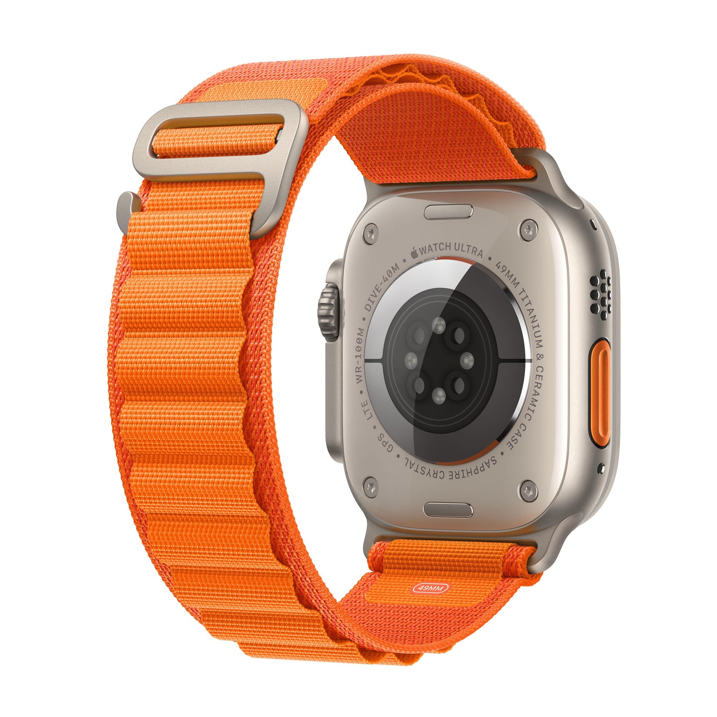 Apple Watch Ultra GPS + Cellular, Boîtier en titane de 49 mm avec Boucle Alpine orange - Large