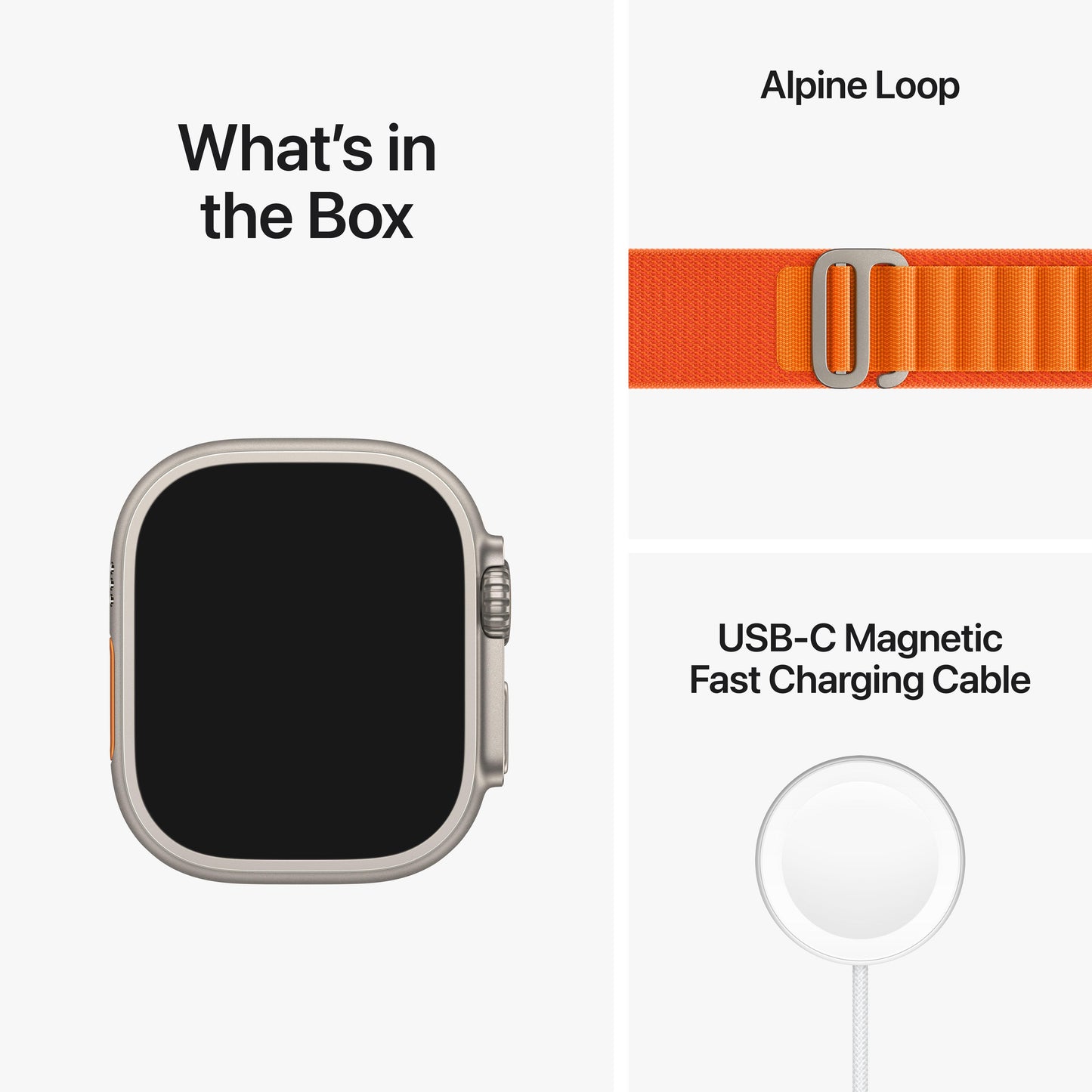 Apple Watch Ultra (GPS + Cellular) • 49-mm kast van titanium • Oranje Alpine‑bandje - L
