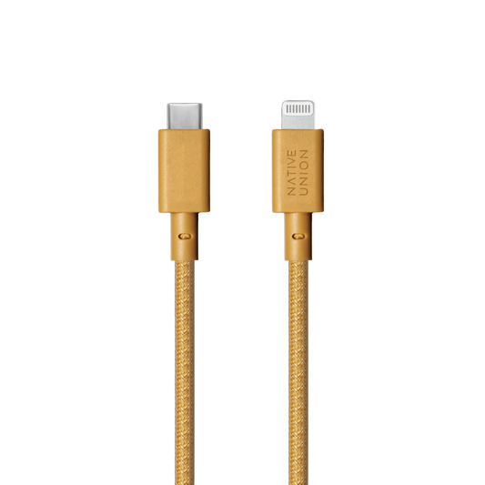 Native Union Belt XL USB-C-naar-Lightning-kabel - 3m - Mosterdgeel