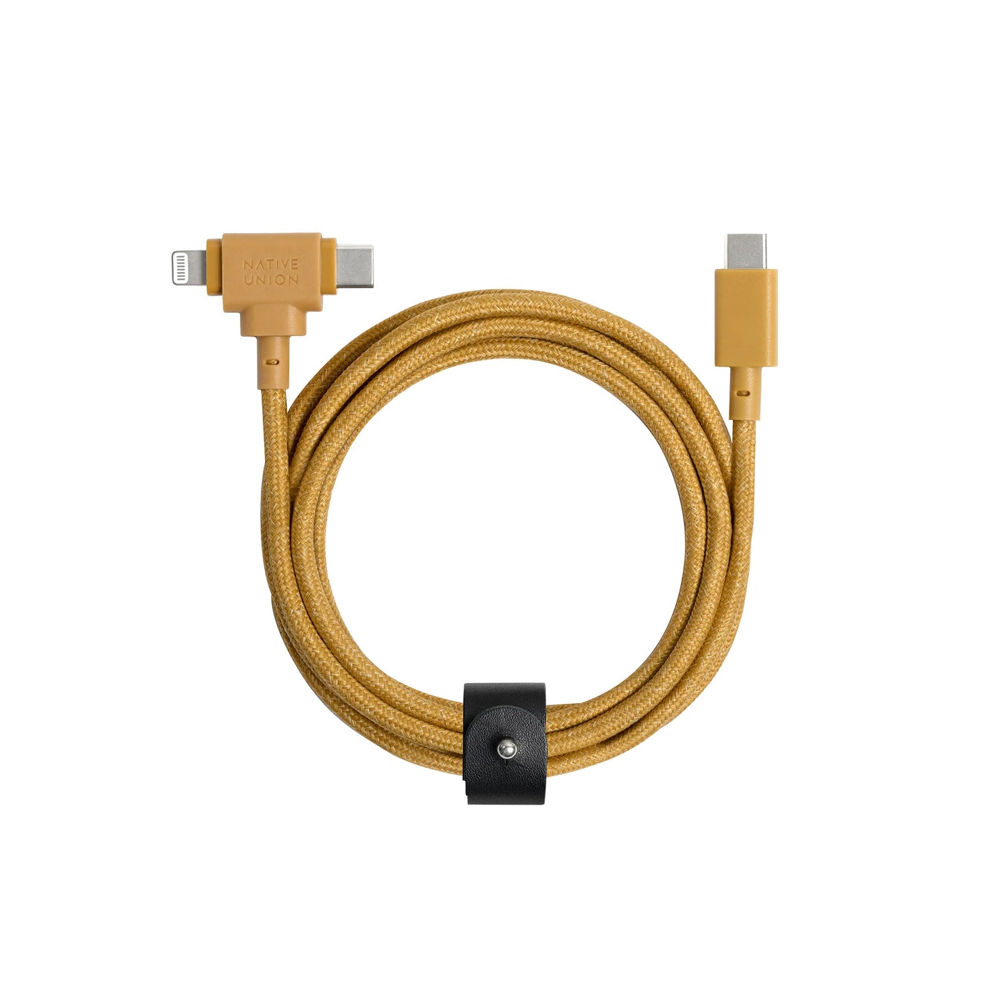 Native Union Belt Duo USB-C-naar-USB-C/Lightning-kabel - 1,5m - Mosterdgeel