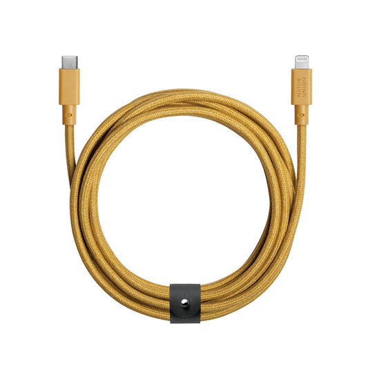 Native Union Belt XL USB-C-naar-Lightning-kabel - 3m - Mosterdgeel