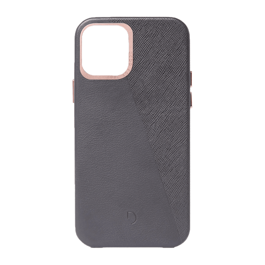 Decoded Leren Backcover voor iPhone 12 mini - Antraciet/Roségoud