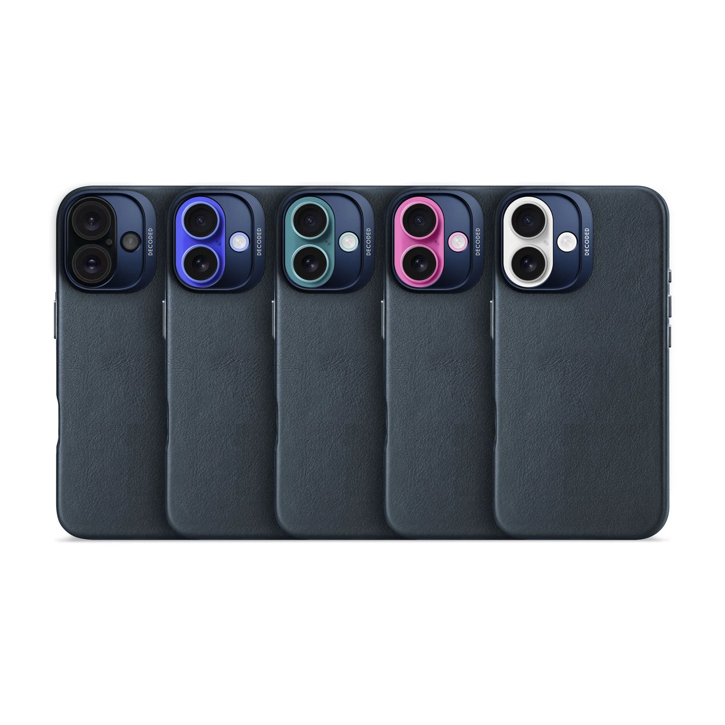 Decoded Housse en cuir pour iPhone 16 - Bleu marine