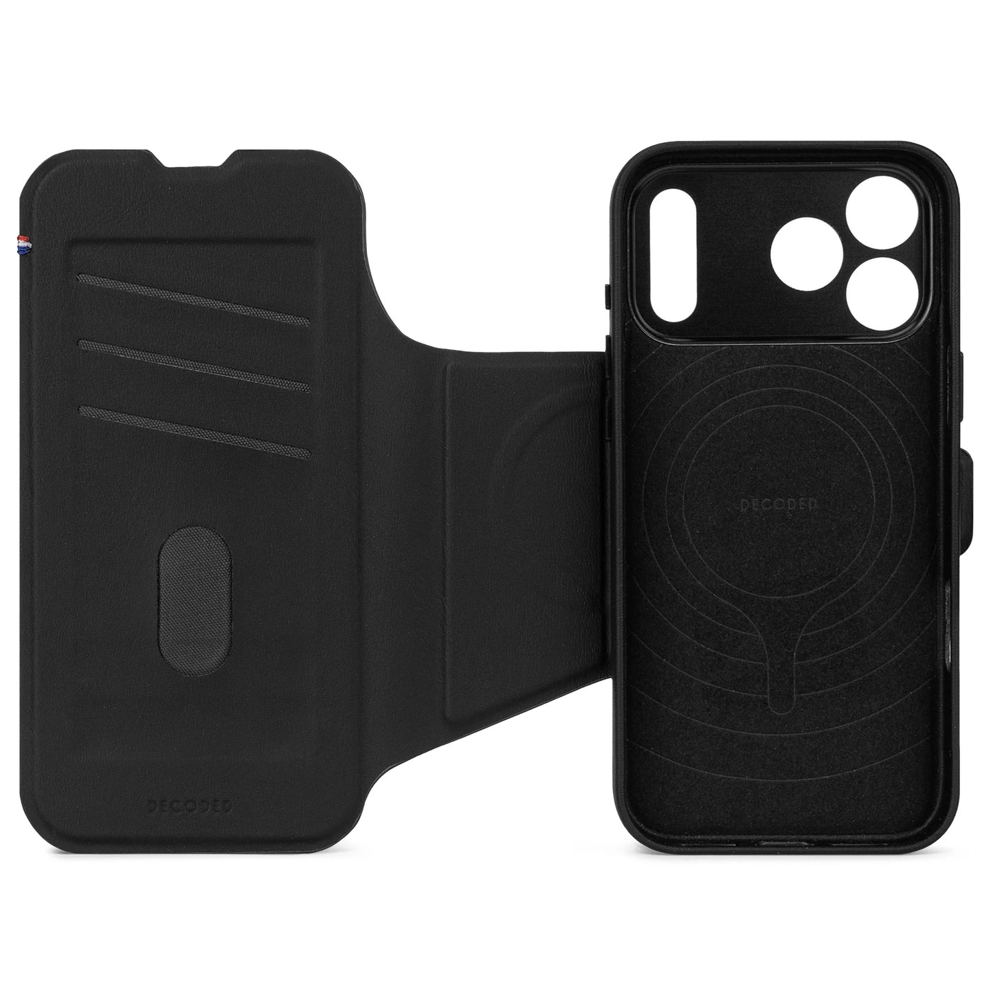 Decoded Textured Silicone Detachable Wallet voor iPhone 17 Pro - Phantom Zwart