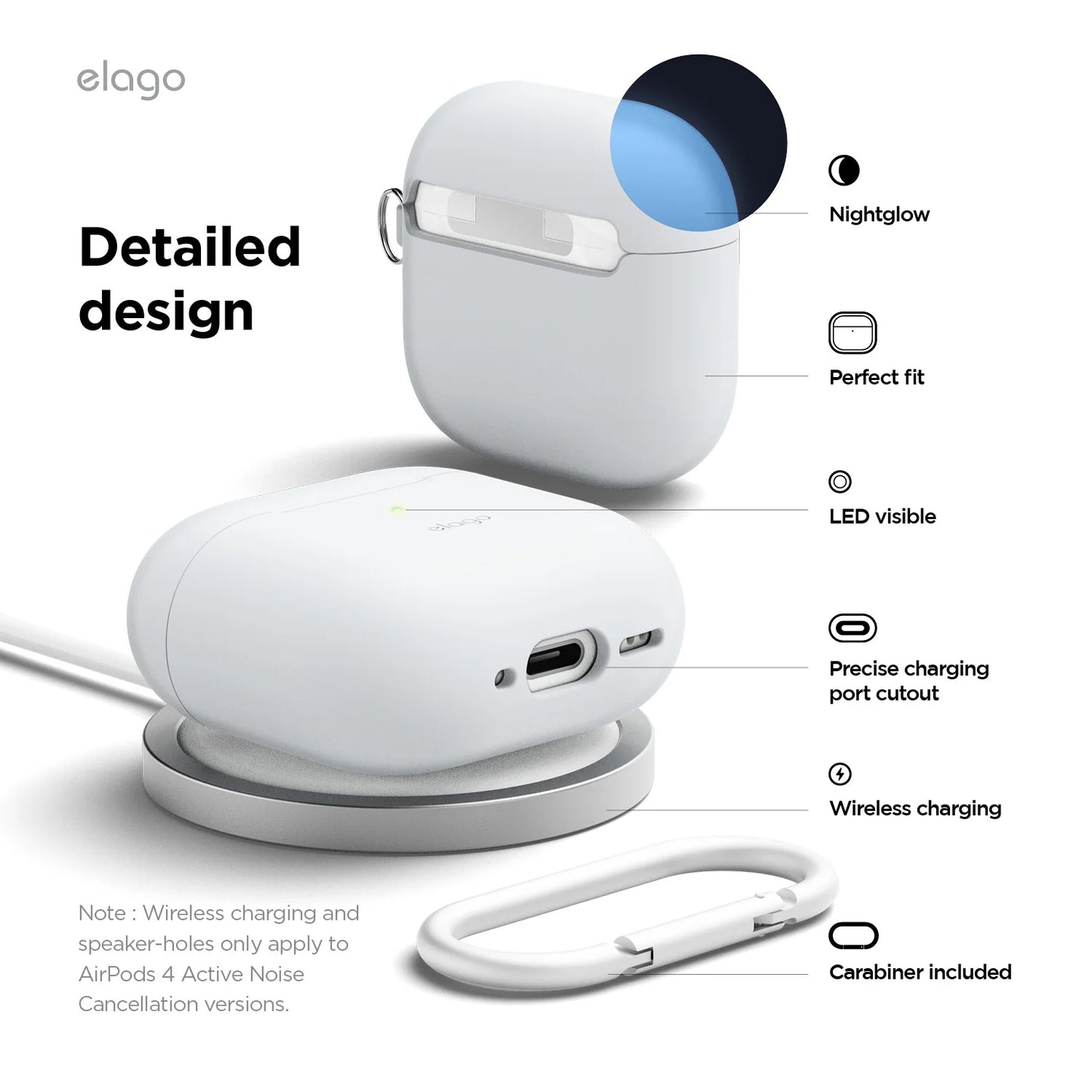 Elago Silicone Hang Case voor AirPods 4 - Zwart
