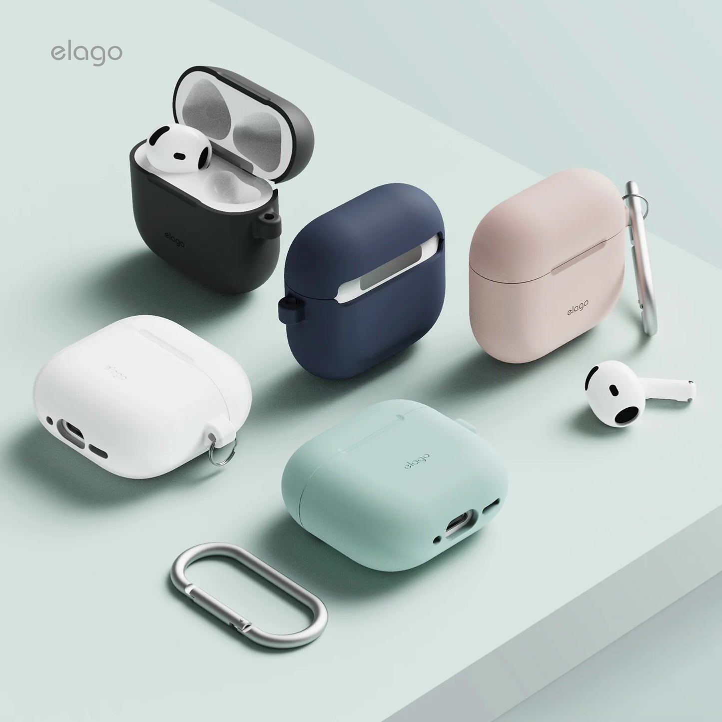 Elago Silicone Hang Case voor AirPods 4 - Zwart