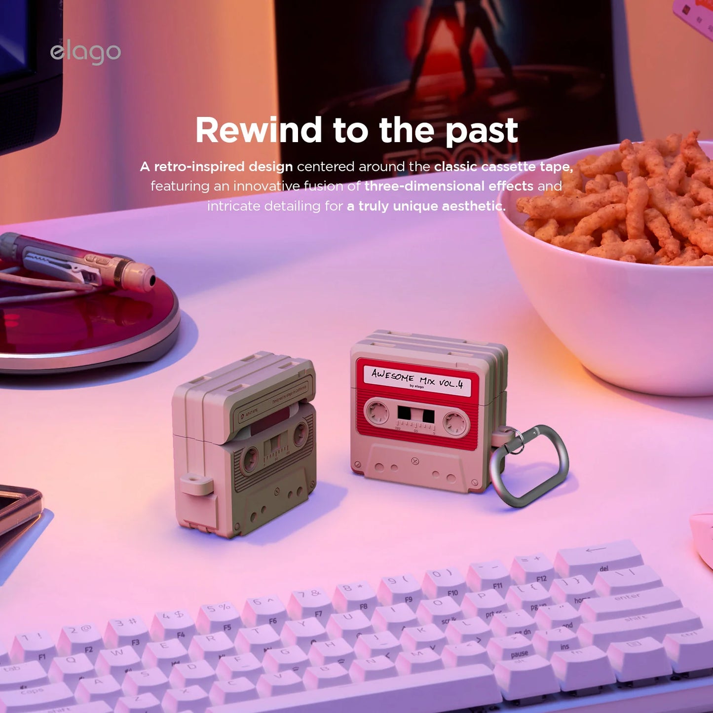 Elago Cassette Tape Hang Case voor AirPods 4 - Beige