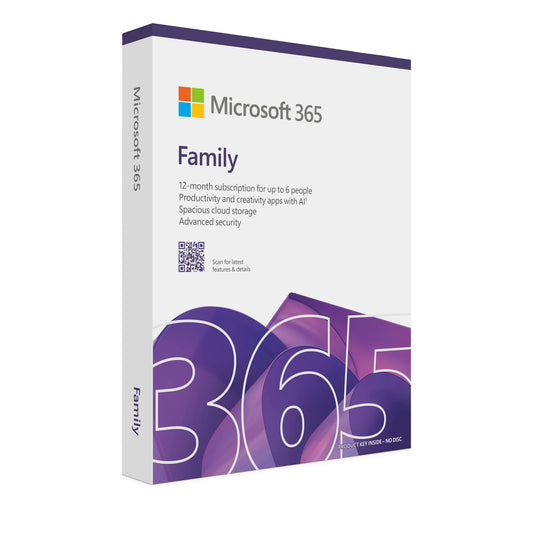 Microsoft 365 Family - Abonnementslicentie (1 jaar) - 1 tot 6 gebruikers (max. 5 apparaten) - Alle talen (Eurozone) - ESD
