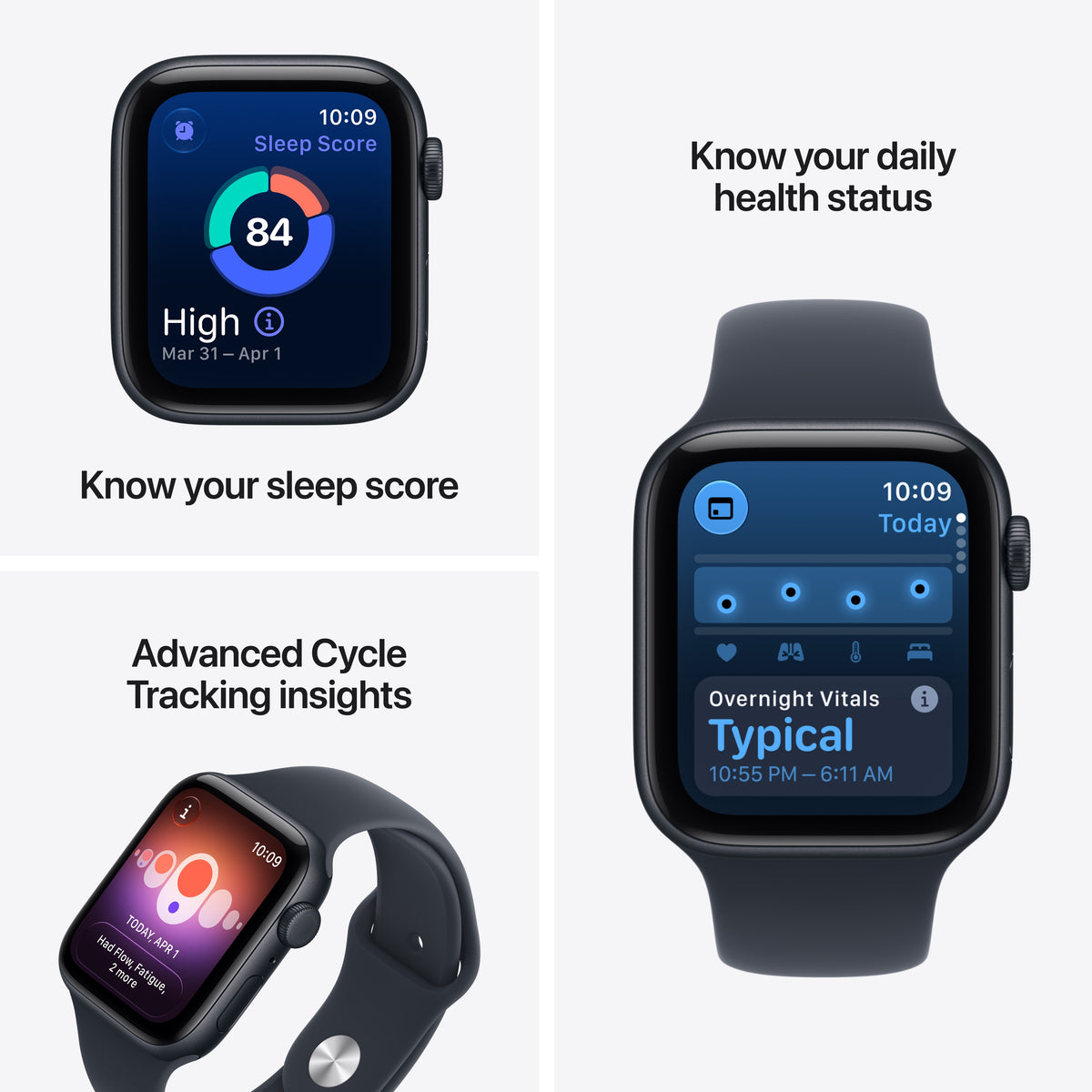 Apple Watch SE 3 (GPS + Cellular) • 44‐mm kast van Middernacht aluminium • Marineblauw sportbandje - M/L