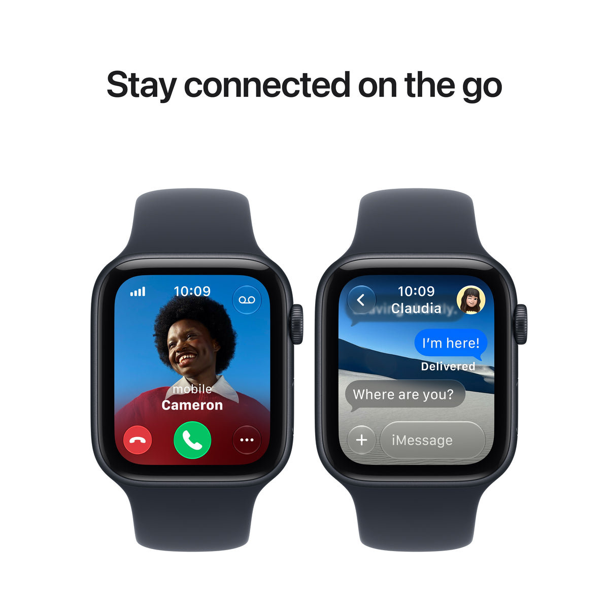Apple Watch SE 3 (GPS + Cellular) • 44‐mm kast van Middernacht aluminium • Marineblauw sportbandje - M/L