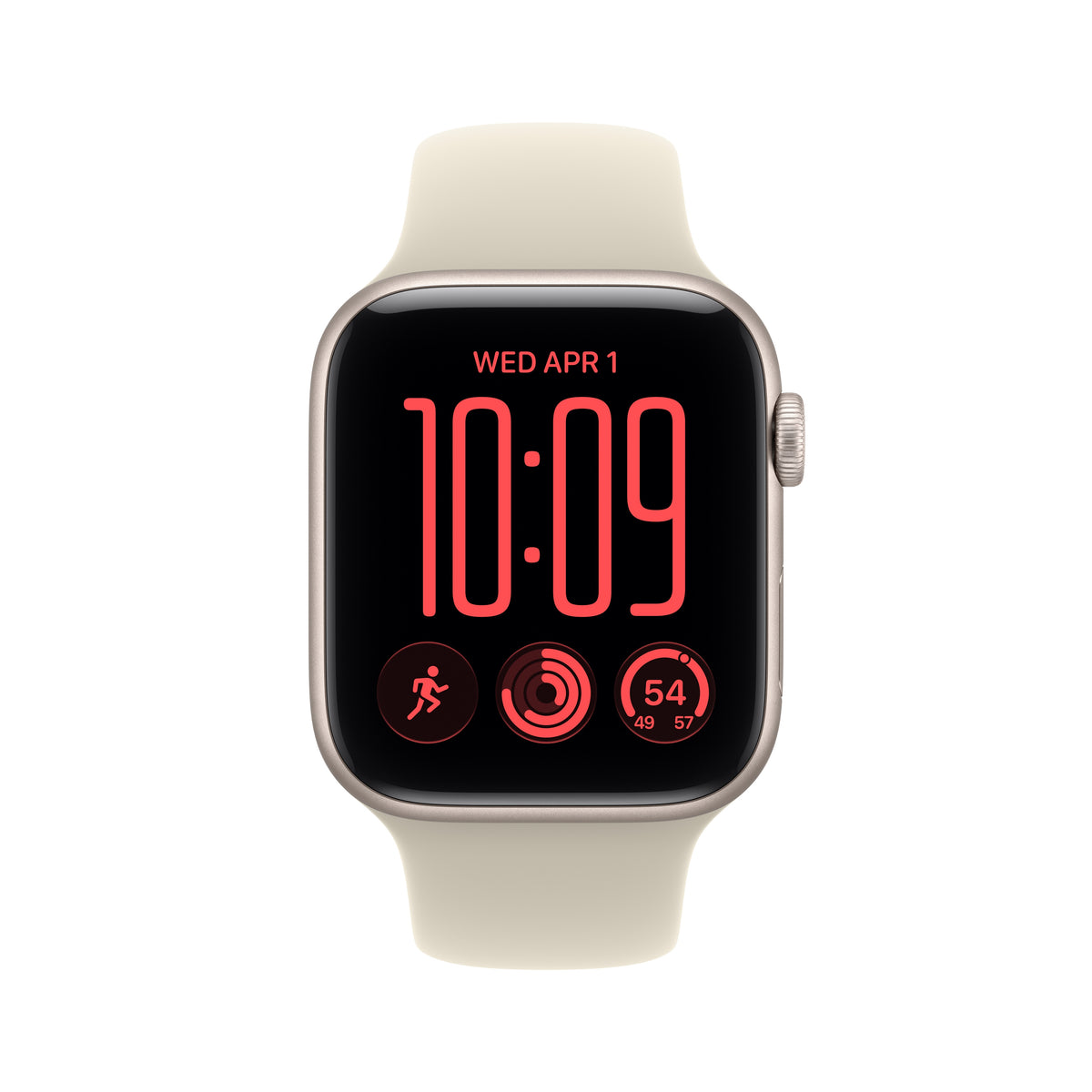 Apple Watch SE 3 (GPS + Cellular) • 44‐mm kast van Sterrenlicht aluminium • Zand sportbandje - S/M