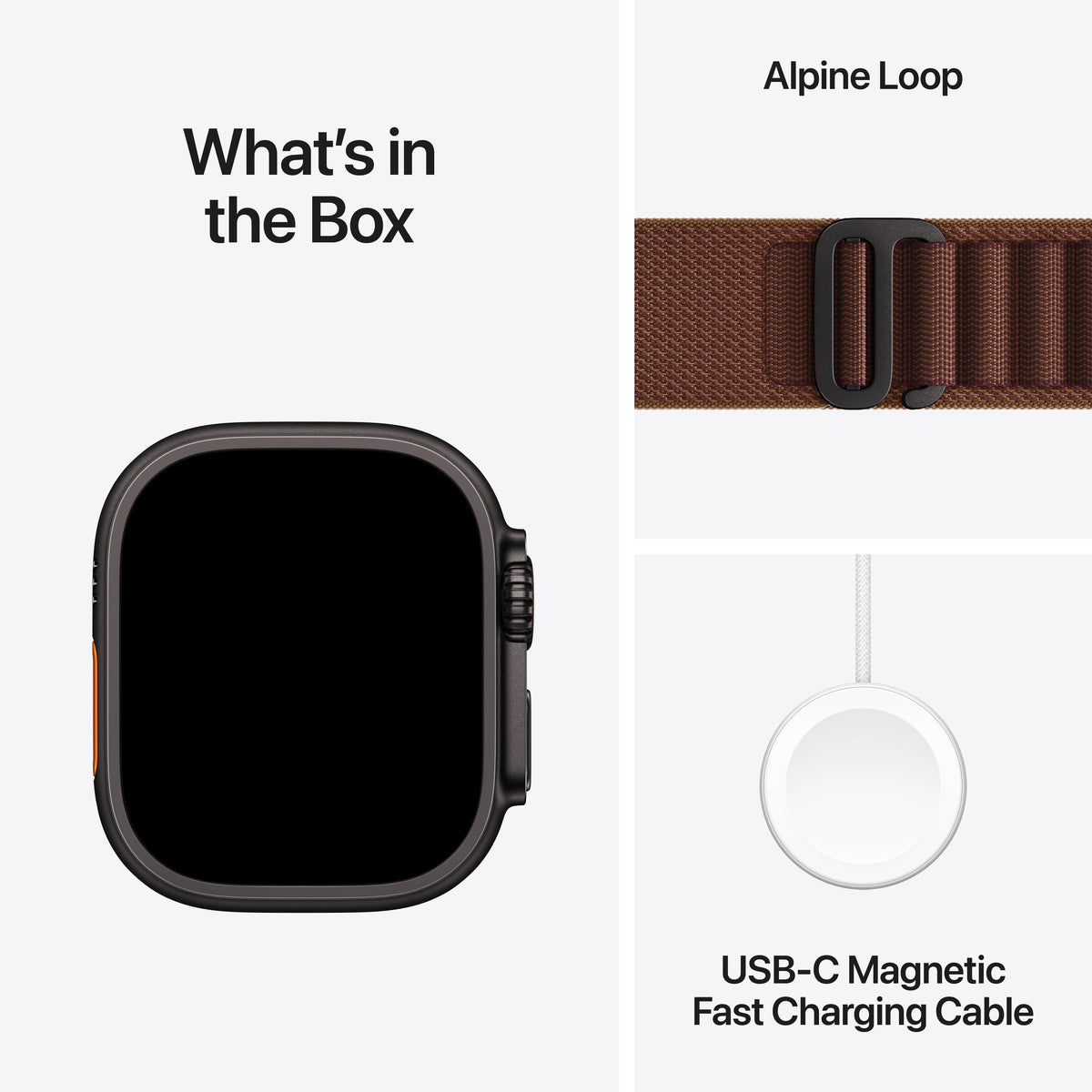 Apple Watch Ultra 4 (GPS + Cellular) • 49-mm kast van Zwart titanium • Bordeauxrood Alpine‑bandje - L