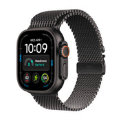 Apple Watch Ultra 4 (GPS + Cellular) • 49-mm kast van Zwart titanium • Milanees bandje van Zwart titanium - S