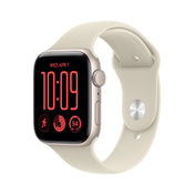 Apple Watch SE 3 (GPS) • 44‐mm kast van Sterrenlicht aluminium • Zand sportbandje - M/L