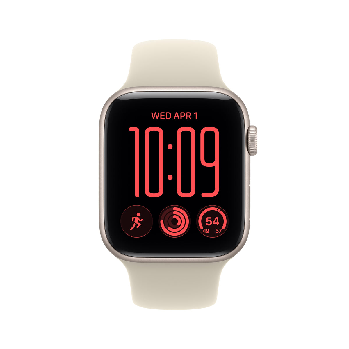 Apple Watch SE 3 (GPS) • 44‐mm kast van Sterrenlicht aluminium • Zand sportbandje - M/L