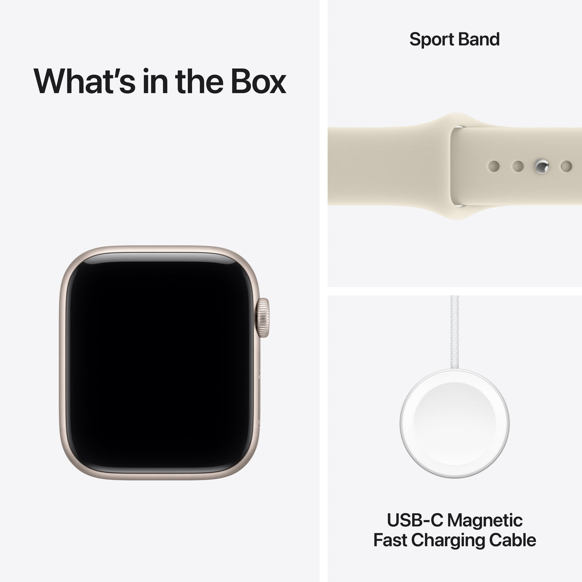 Apple Watch SE 3 (GPS) • 44‐mm kast van Sterrenlicht aluminium • Zand sportbandje - M/L