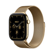 Apple Watch Series 12 (GPS + Cellular) • 46-mm kast van Stralend Goud titanium • Stralend Goud Milanees bandje - M/L