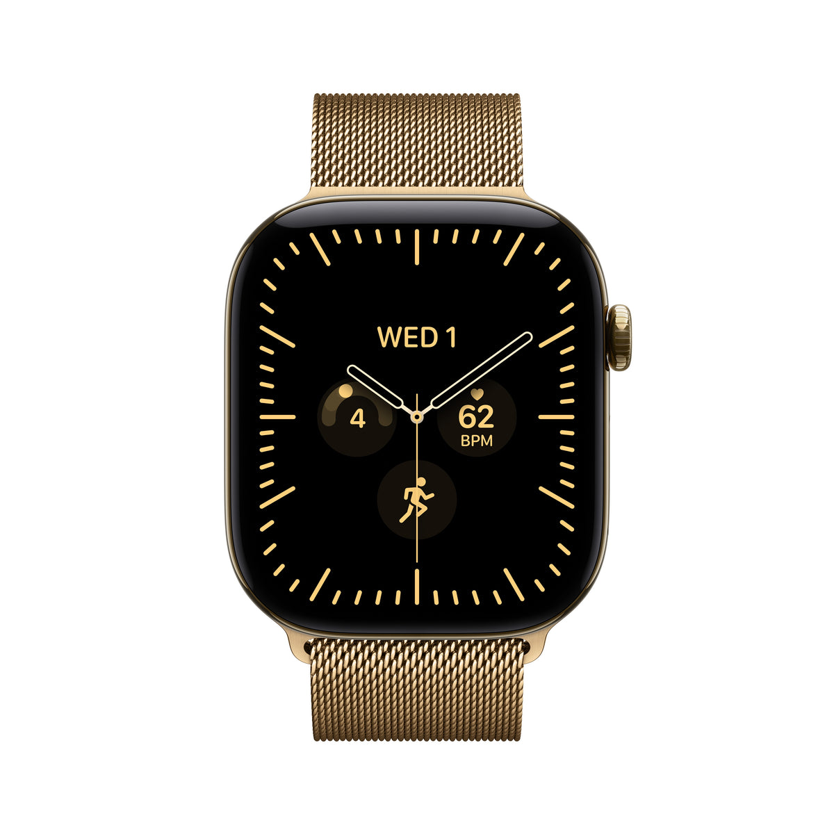 Apple Watch Series 12 (GPS + Cellular) • 46-mm kast van Stralend Goud titanium • Stralend Goud Milanees bandje - M/L
