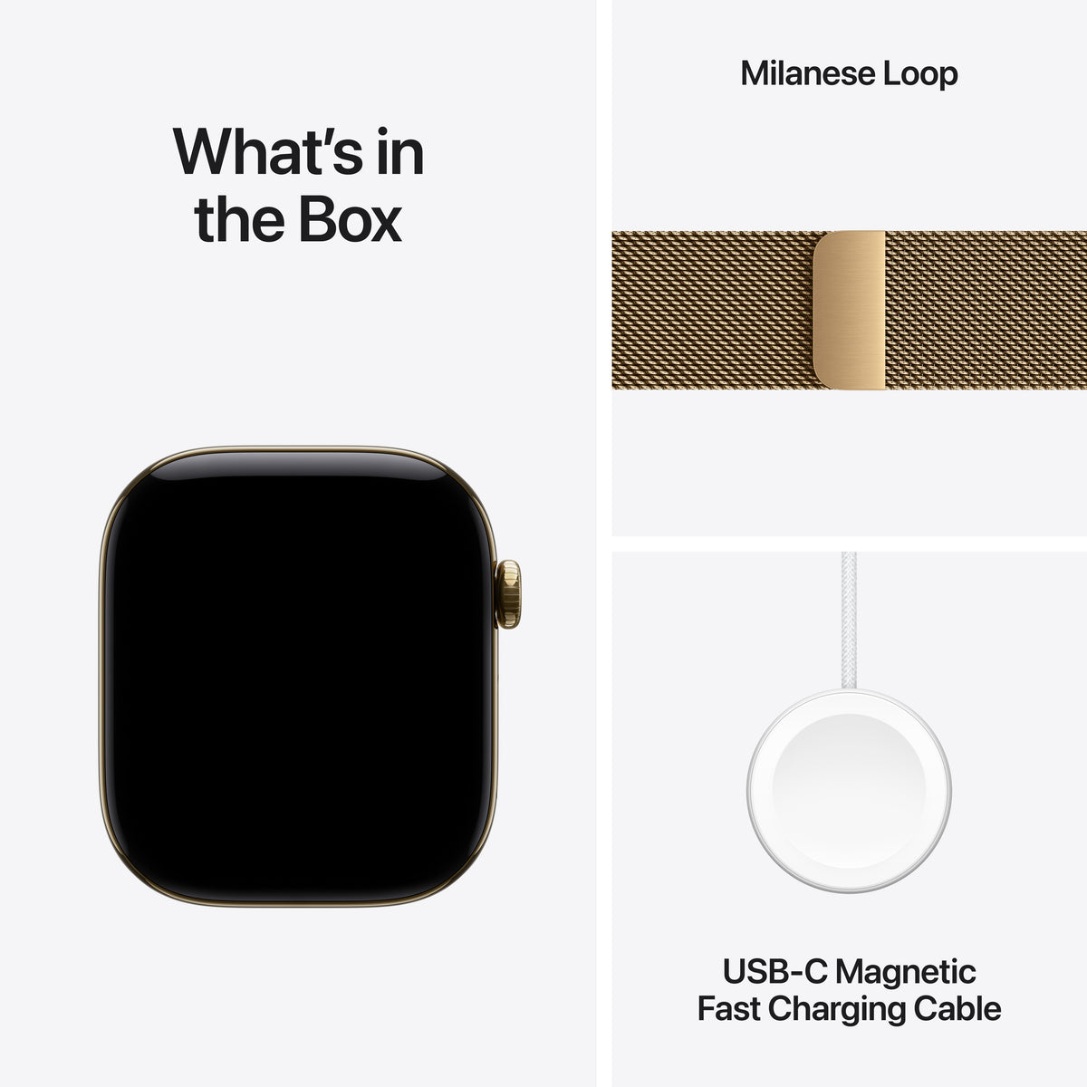 Apple Watch Series 12 (GPS + Cellular) • 46-mm kast van Stralend Goud titanium • Stralend Goud Milanees bandje - M/L