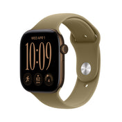 Apple Watch Series 12 GPS + Cellular, Boîtier en aluminium bronze sombre de 46 mm, Bracelet Sport olive - S/M
