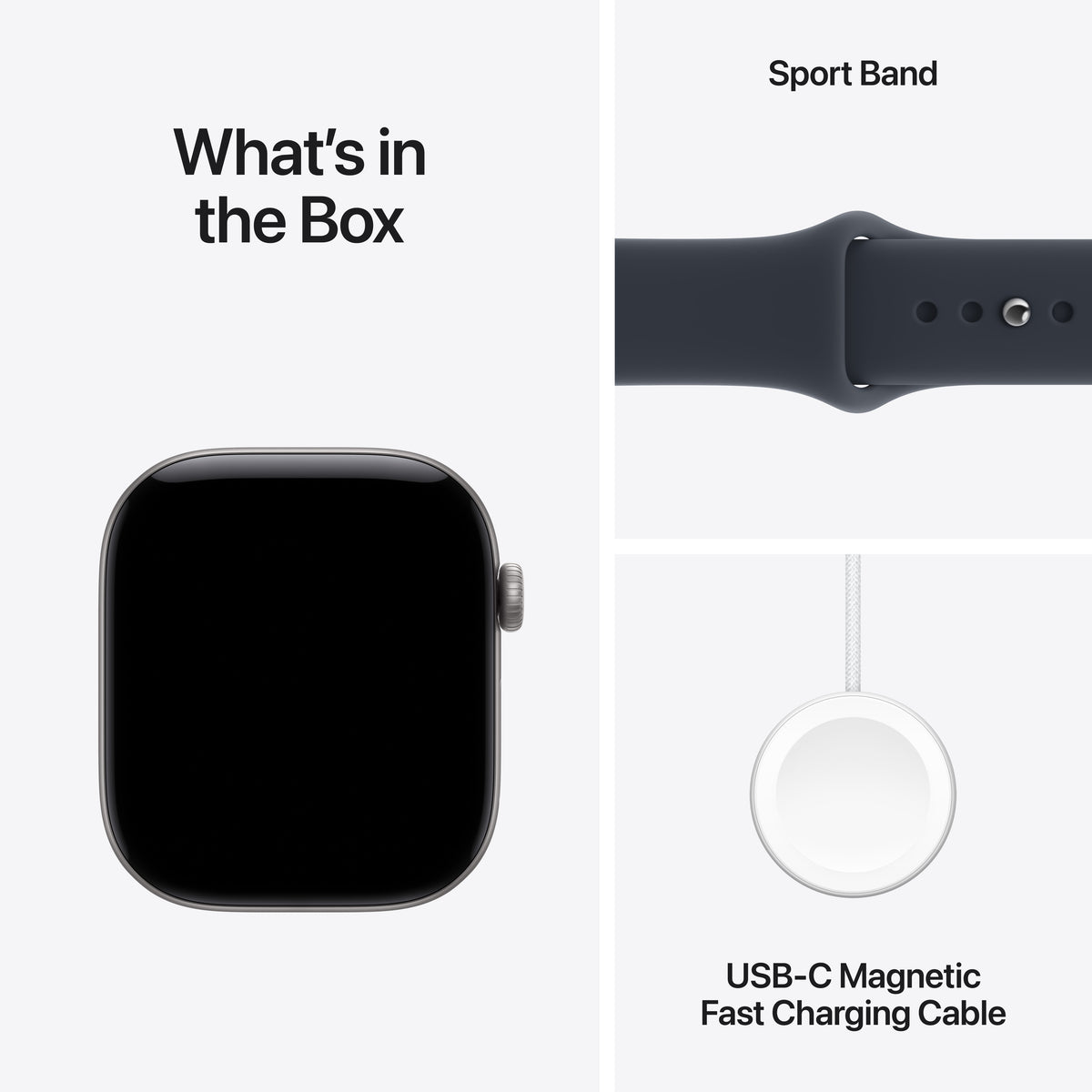 Apple Watch Series 12 (GPS + Cellular) • 46‐mm kast van Spacegrijs aluminium • Marineblauw sportbandje - S/M