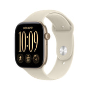 Apple Watch Series 12 (GPS + Cellular) • 46‐mm kast van Lichtgoud aluminium • Zand sportbandje - S/M