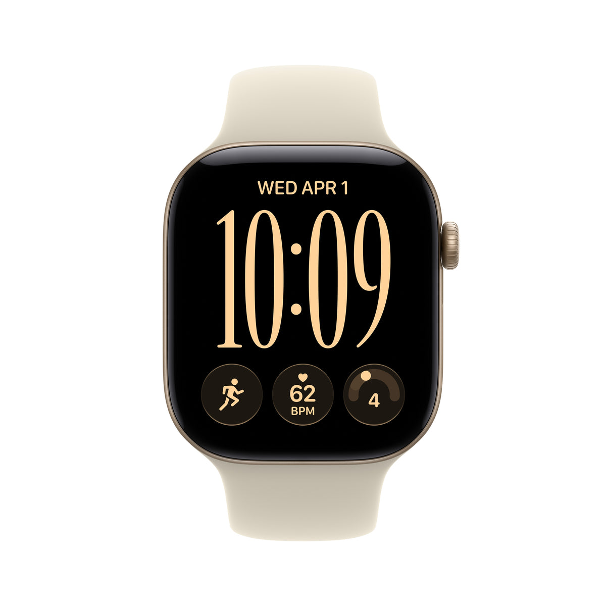 Apple Watch Series 12 (GPS + Cellular) • 46‐mm kast van Lichtgoud aluminium • Zand sportbandje - M/L