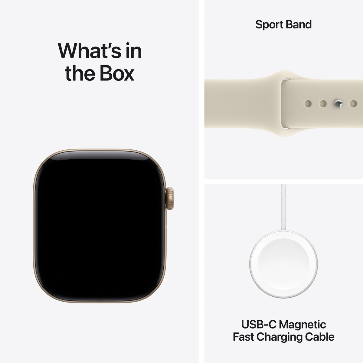 Apple Watch Series 12 (GPS + Cellular) • 46‐mm kast van Lichtgoud aluminium • Zand sportbandje - M/L