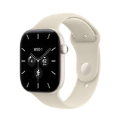 Apple Watch Series 12 (GPS + Cellular) • 46-mm kast van Parelwit keramiek • Zand sportbandje - S/M