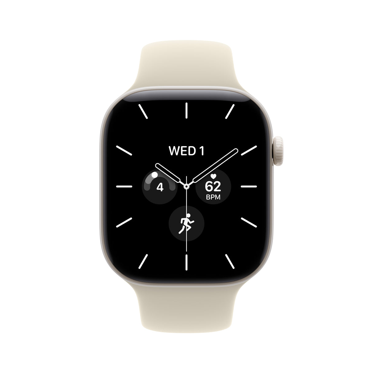 Apple Watch Series 12 (GPS + Cellular) • 46-mm kast van Parelwit keramiek • Zand sportbandje - S/M