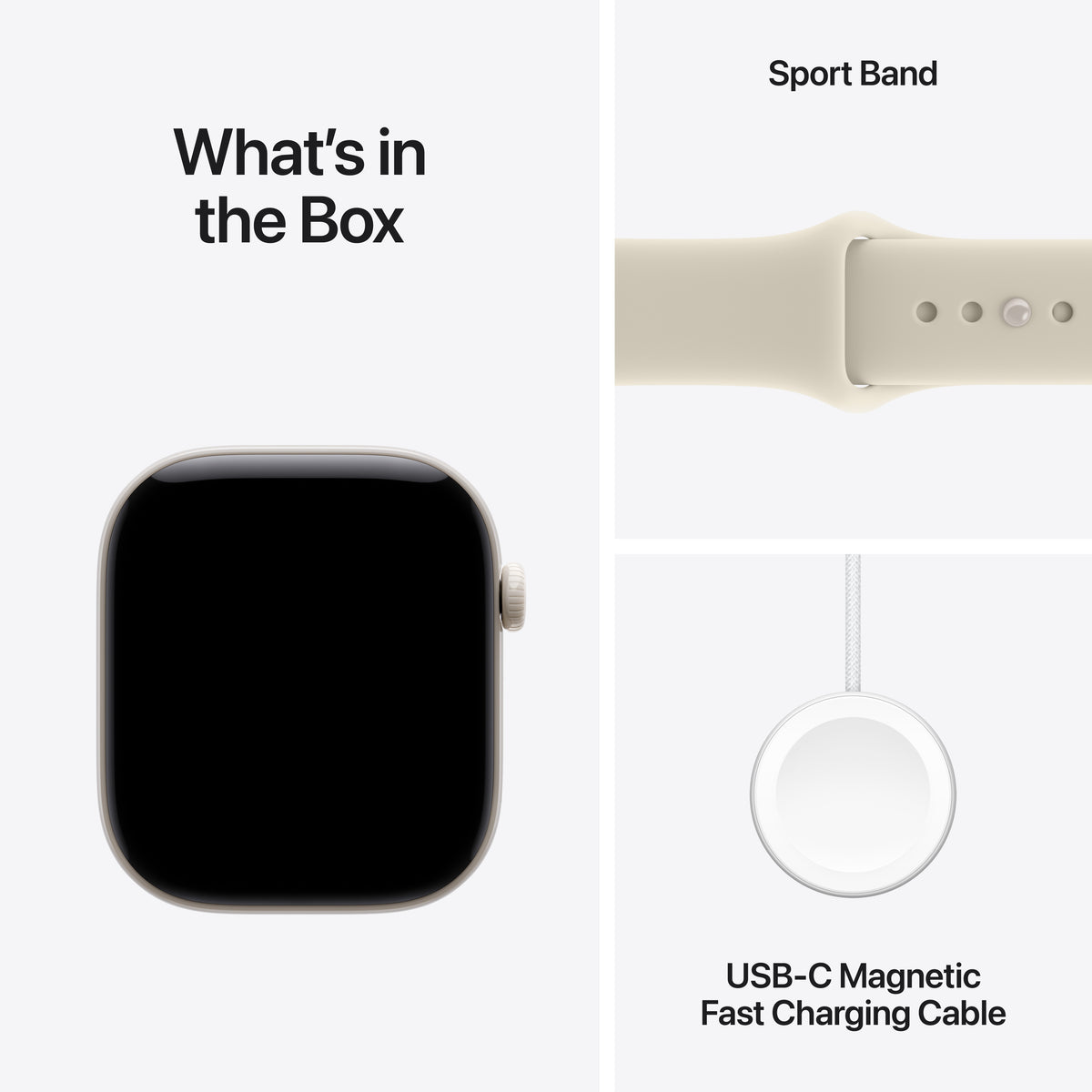 Apple Watch Series 12 (GPS + Cellular) • 46-mm kast van Parelwit keramiek • Zand sportbandje - S/M