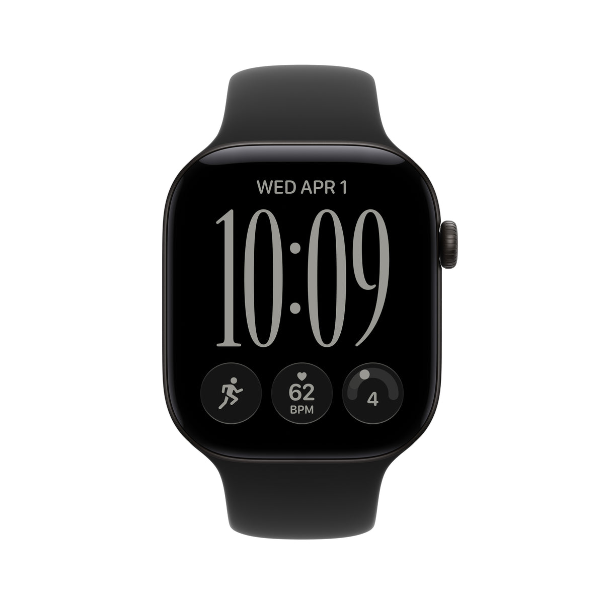 Apple Watch Series 12 (GPS) • 46‑mm kast van Zwart aluminium • Zwart sportbandje - S/M