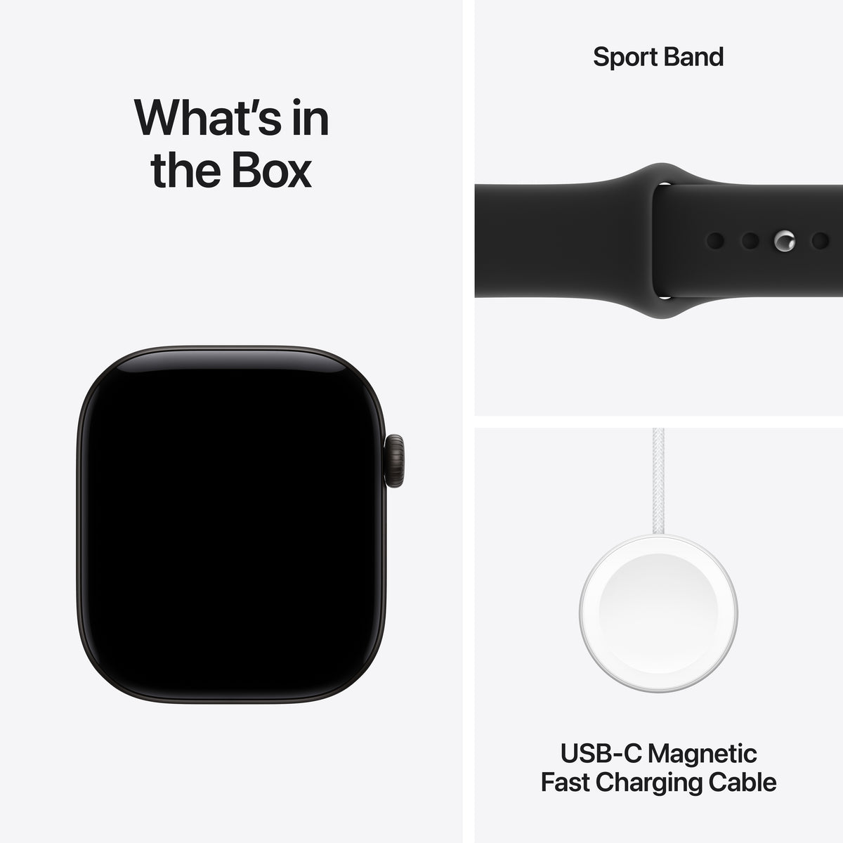 Apple Watch Series 12 (GPS) • 46‑mm kast van Zwart aluminium • Zwart sportbandje - M/L