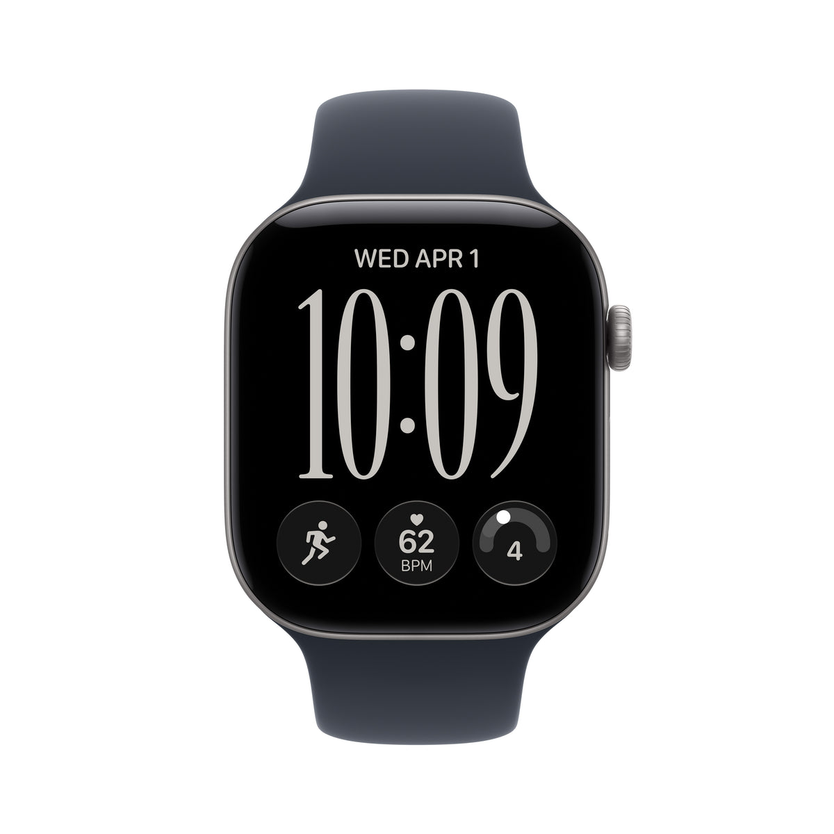 Apple Watch Series 12 (GPS) • 46‐mm kast van Spacegrijs aluminium • Marineblauw sportbandje - S/M