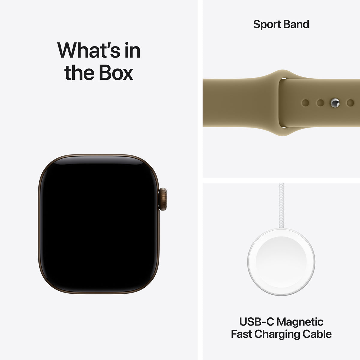 Apple Watch Series 12 GPS + Cellular, Boîtier en aluminium bronze sombre de 42 mm, Bracelet Sport olive - M/L